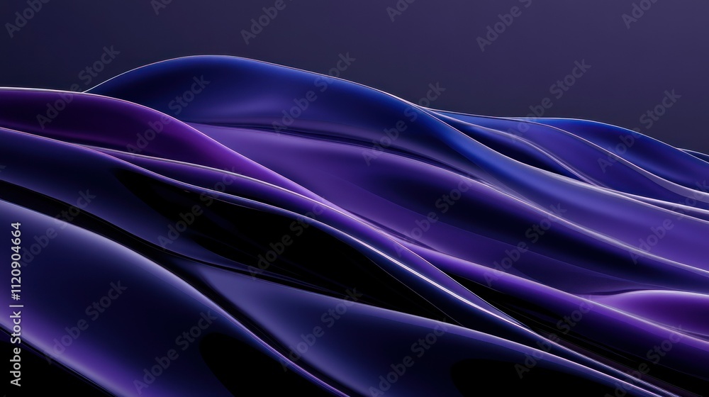 Obraz premium Abstract waves in shades of purple and black create a smooth, flowing visual effect.