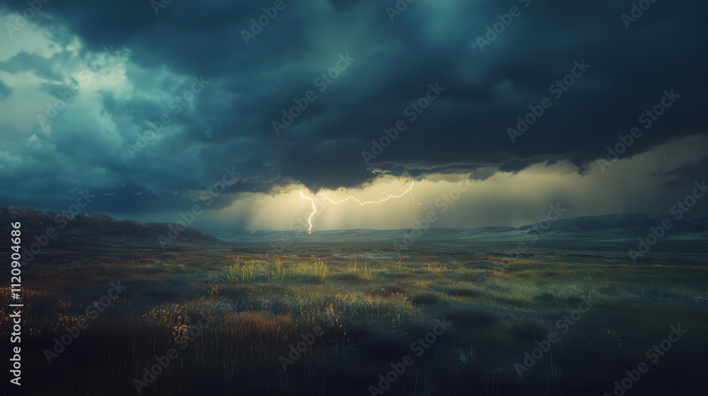 dramatic view of thunderstorm rolling over vast landscape dramatic view of thunderstorm rolling over vast landscape
