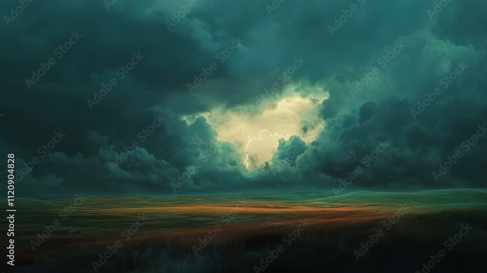 dramatic view of thunderstorm rolling over vast landscape dramatic view of thunderstorm rolling over vast landscape