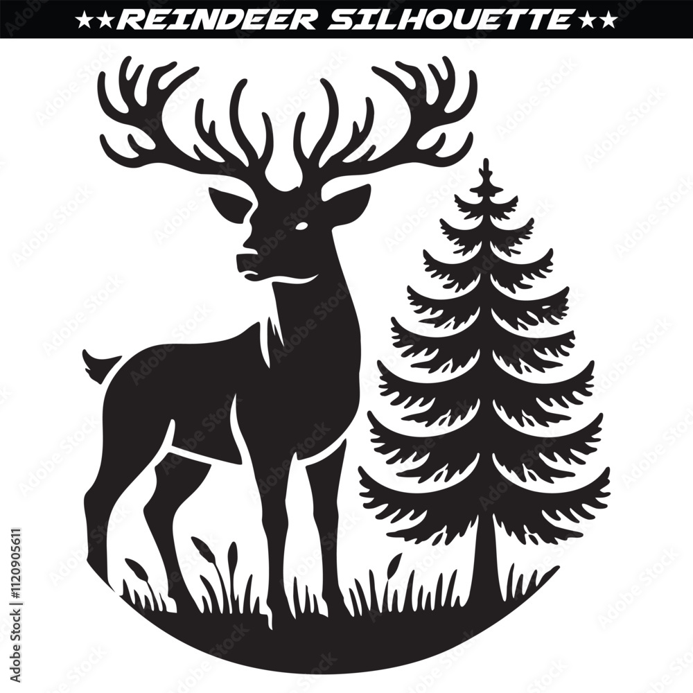 Silhouette of reindeer. Male and female deer isolated on a white background. Eps 10 Silhouette of reindeer. Male and female deer isolated on a white background. Eps 10