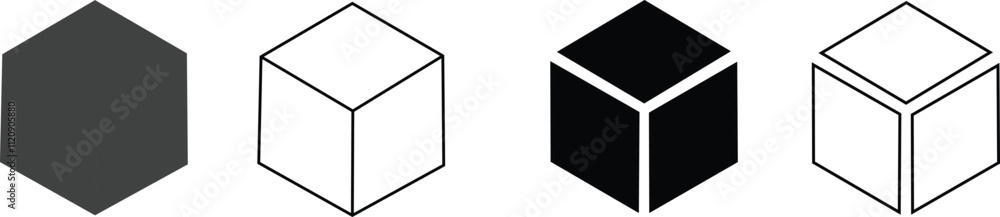 Box icon set. filled and line illustration Box icon set. filled and line illustration