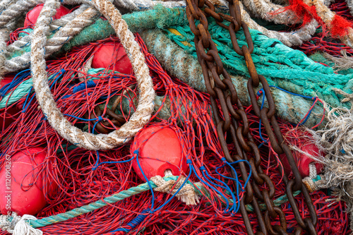 tangled discarded fishing nets photo