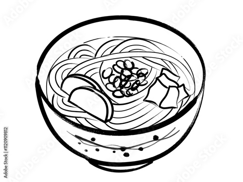 かけうどん筆書きベクターイラスト