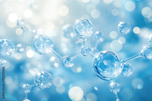 Wallpaper Mural Abstract blue molecule structure; bokeh background. Ideal for science, technology, or beauty concepts; represents purity and innovation. Torontodigital.ca