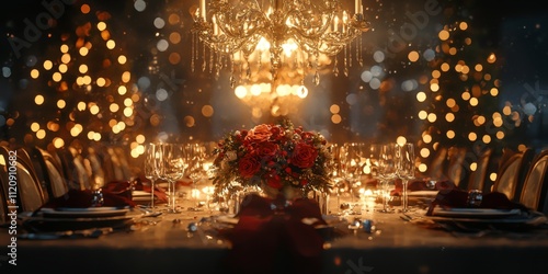 Wallpaper Mural Festive New Year s Eve Dinner Table Setting with Chandelier Torontodigital.ca
