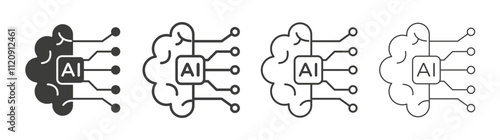 AI brain icon pack. vector illustration