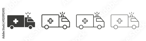 Ambulance icon pack. vector illustration