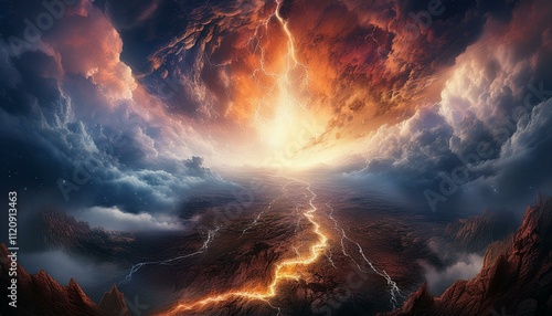 A jagged interdimensional crack extending across the sky, vibrant energy pouring out into sw