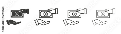 Hand money exchange icon pack. vector illustration