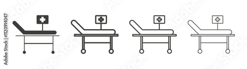 Hospital bed icon pack. vector illustration