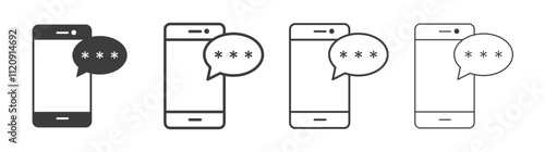 Otp sms password icon pack. vector illustration