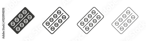 Pill blister pack icon pack. vector illustration