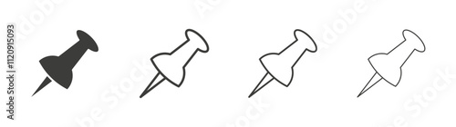 Push pin icon pack. vector illustration