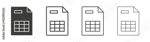 Spreadsheet icon pack. vector illustration