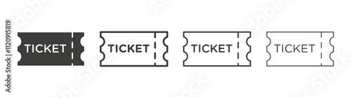Ticket stub icon pack. vector illustration