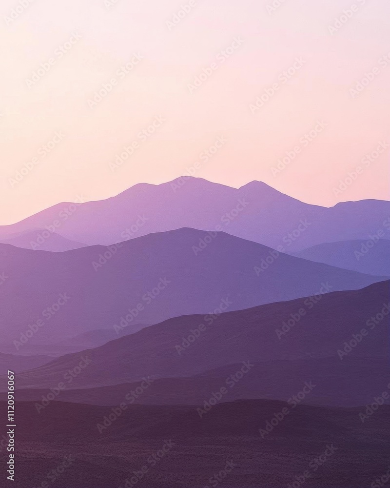Serene mountain landscape at dusk with soft purple hues. Serene mountain landscape at dusk with soft purple hues.