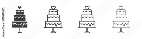 Wedding cake icon pack. vector illustration