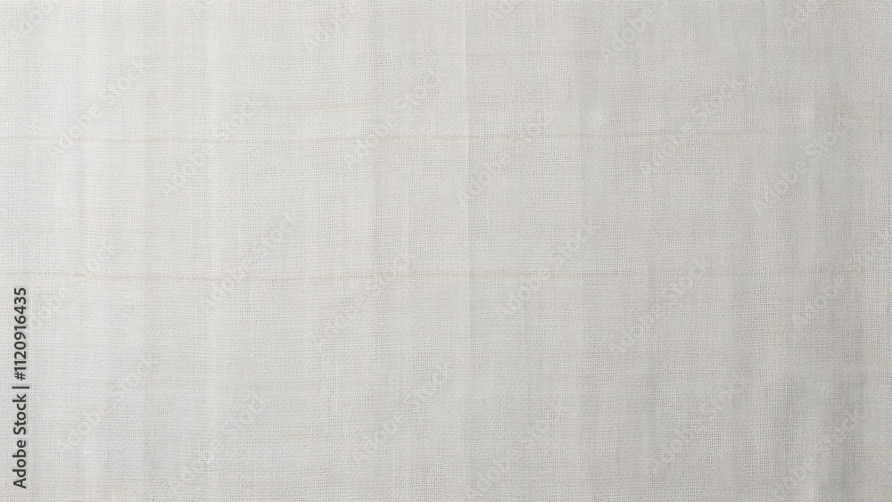 Fototapeta premium Close-up White Linen Fabric Texture, Burlap Patterned Canvas, Soft Grey Textile Wallpaper Background
