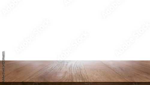 empty wooden table on wood floor isolated on white background png