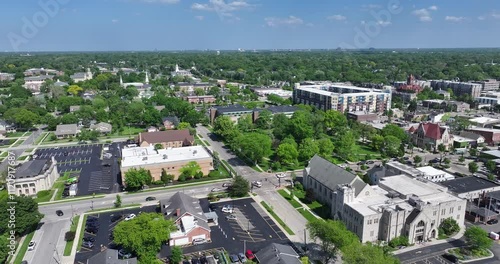 Downtown Wheaton from Above: A Vibrant Aerial Perspective”