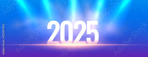 happy new year 2025 eve banner with spot light effect