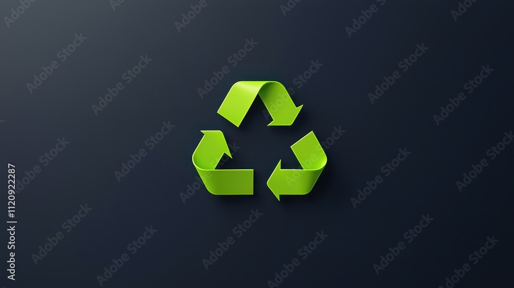 Eco-Friendly Symbol of Sustainability Featuring Bright Green Recycle Arrows on a Dark Background for Environmental Awareness and Conservation Themes Eco-Friendly Symbol of Sustainability Featuring Bright Green Recycle Arrows on a Dark Background for Environmental Awareness and Conservation Themes