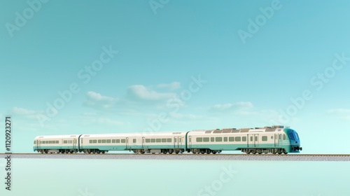 A train on a plain background. Minimal 3d style .