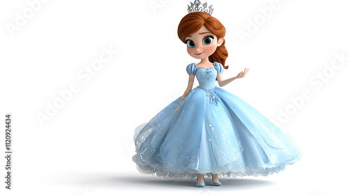 Wallpaper Mural A cartoon princess in a blue dress is standing in front of a white background Torontodigital.ca
