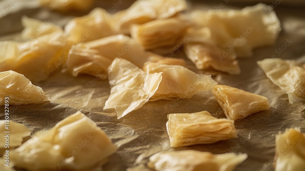 Golden Sweet Baklava Pieces with Layered Phyllo and Honey Drizzle on White Background, Highlighting Traditional Mediterranean Dessert Golden Sweet Baklava Pieces with Layered Phyllo and Honey Drizzle on White Background, Highlighting Traditional Mediterranean Dessert