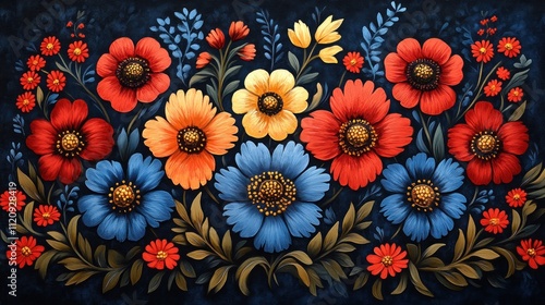 Vibrant floral arrangement on a dark background 