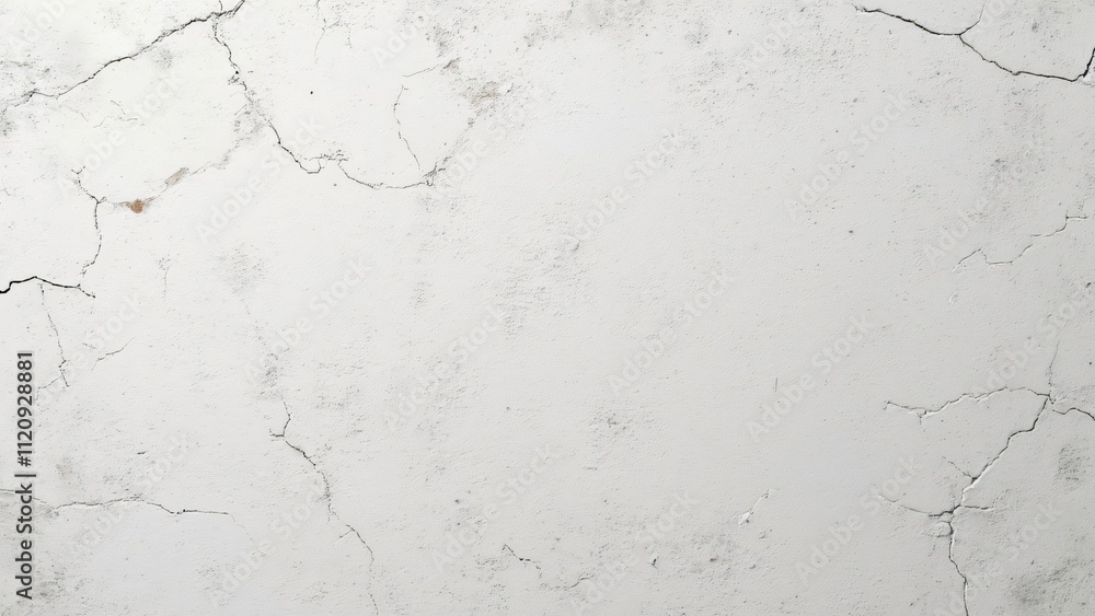 Obraz premium Cracked White Plaster Wall Texture, Rough Stucco Background for Design & Wallpaper