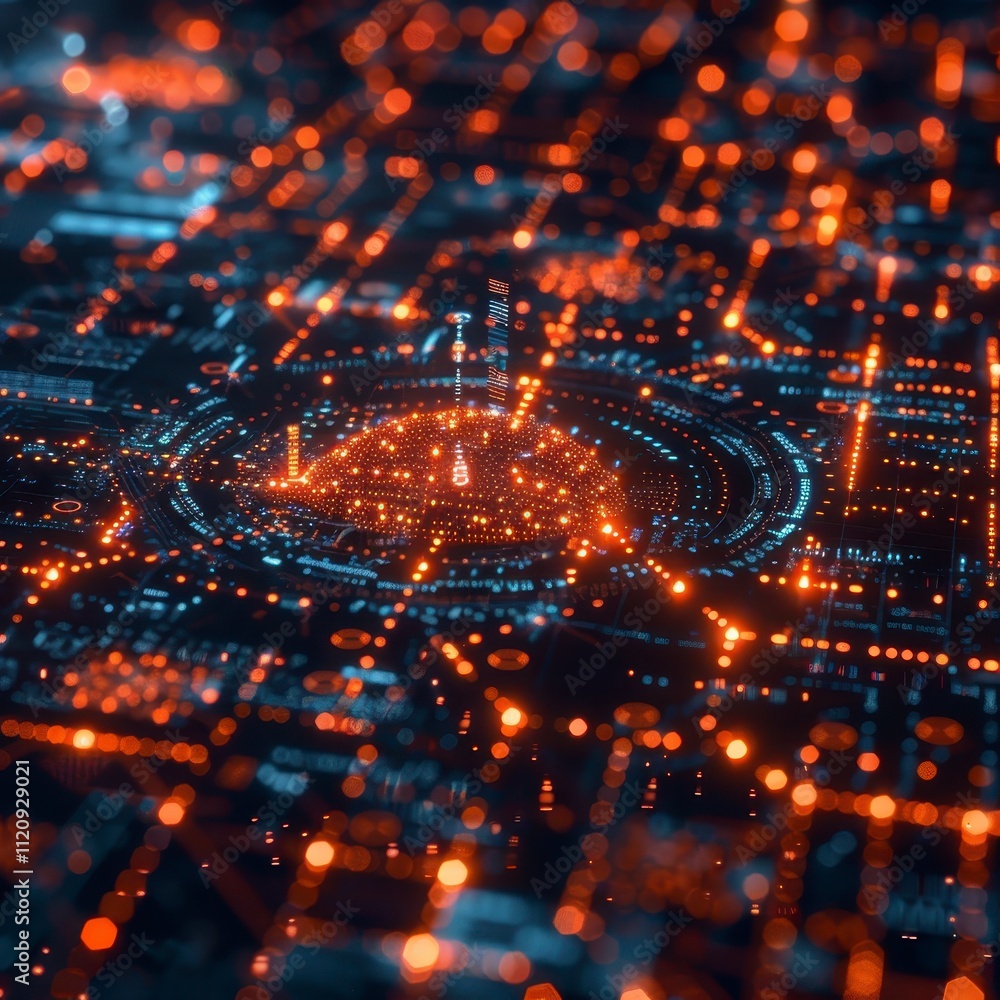 Futuristic Digital Cityscape Network Technology Data Connections Glow Futuristic Digital Cityscape Network Technology Data Connections Glow