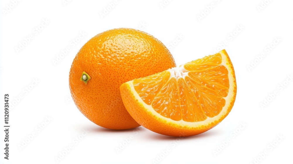 Fresh Orange Fruit with Juicy Slice on White Background Perfect for Food Photography, Healthy Eating, or Culinary Art Displays and Illustrations of Citrus Fruits Fresh Orange Fruit with Juicy Slice on White Background Perfect for Food Photography, Healthy Eating, or Culinary Art Displays and Illustrations of Citrus Fruits