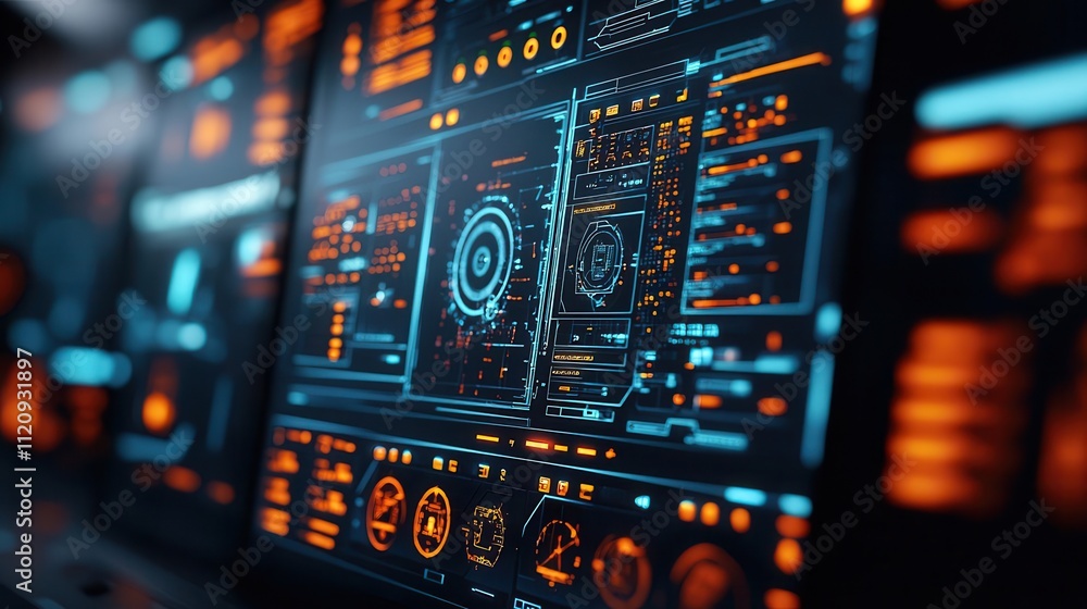 Macro shot of the digital control panel on the ship s bridge, featuring touchscreen interfaces for ship management Macro shot of the digital control panel on the ship s bridge, featuring touchscreen interfaces for ship management