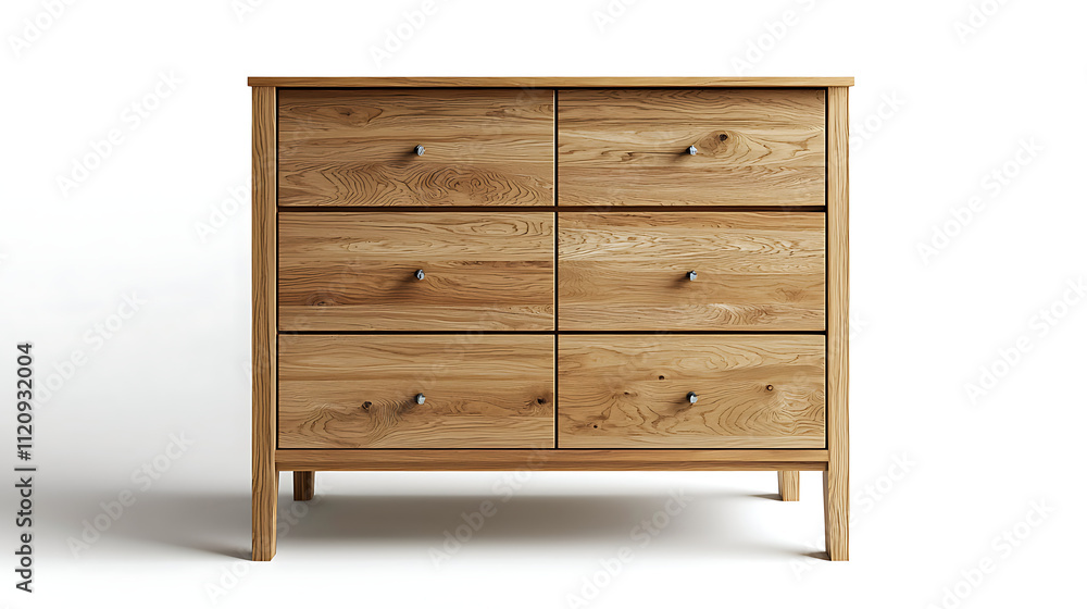 A wooden dresser with six drawers A wooden dresser with six drawers
