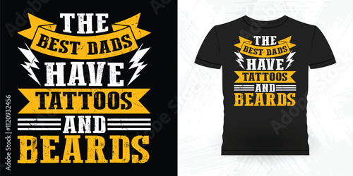 Awesome Dads Have Tattoos And Beards Funny Beard Lover Retro Vintage Beard T-shirt Design