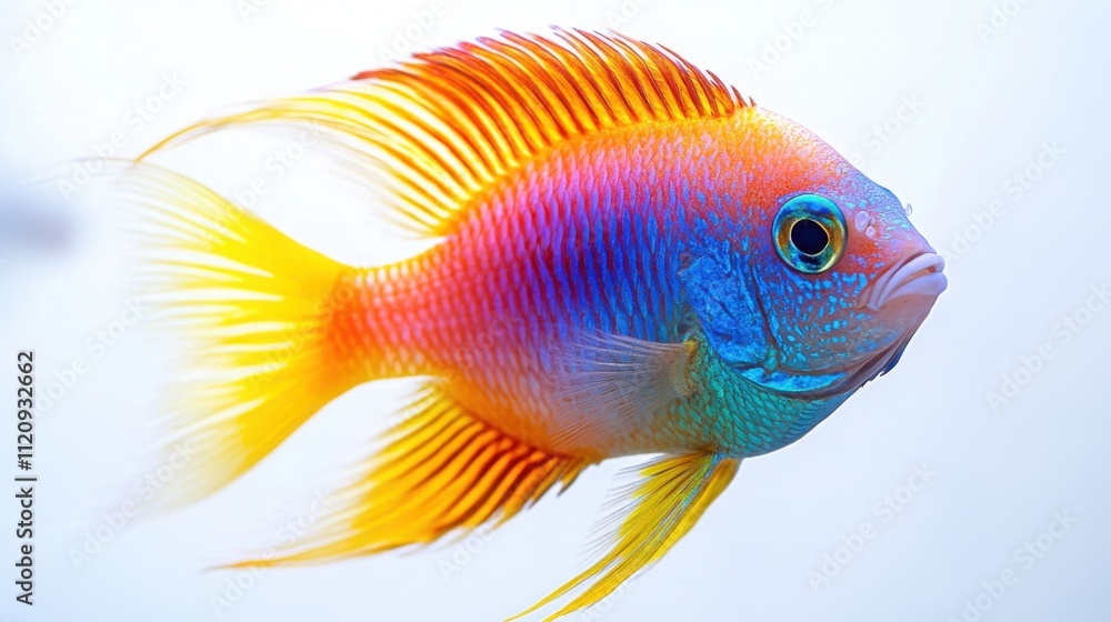 Fototapeta premium Vibrant Colorful Fish with Stunning Rainbow Hues Swimming Gracefully in a Clear Aquatic Environment