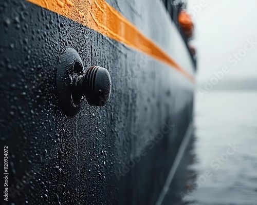 Closeup of the thermal insulation on the ship s LNG tanks, designed to safely store cryogenic fuel for long voyages photo