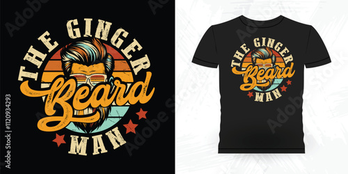 The Ginger Beard Man Funny Beard Lover Retro Vintage Beard T-shirt Design