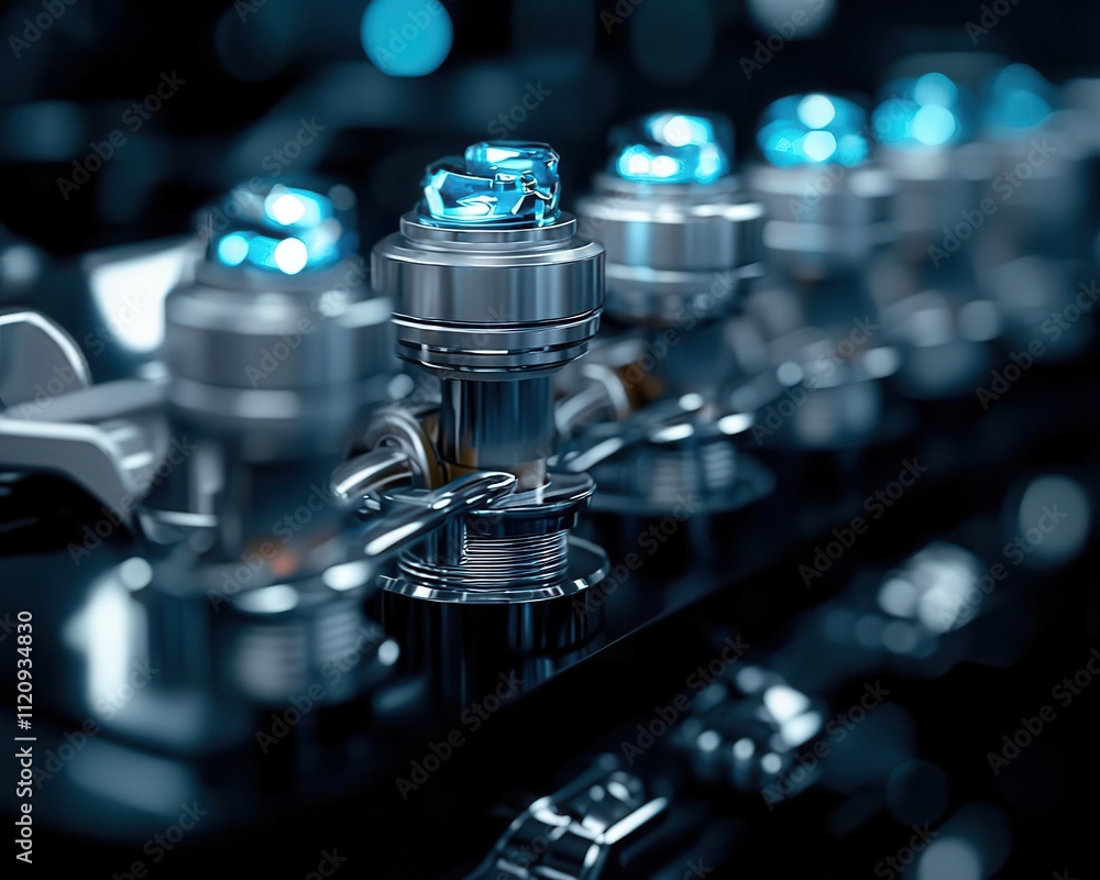 Detailed shot of the ship s highefficiency fuel injectors, optimizing combustion for reduced emissions Detailed shot of the ship s highefficiency fuel injectors, optimizing combustion for reduced emissions