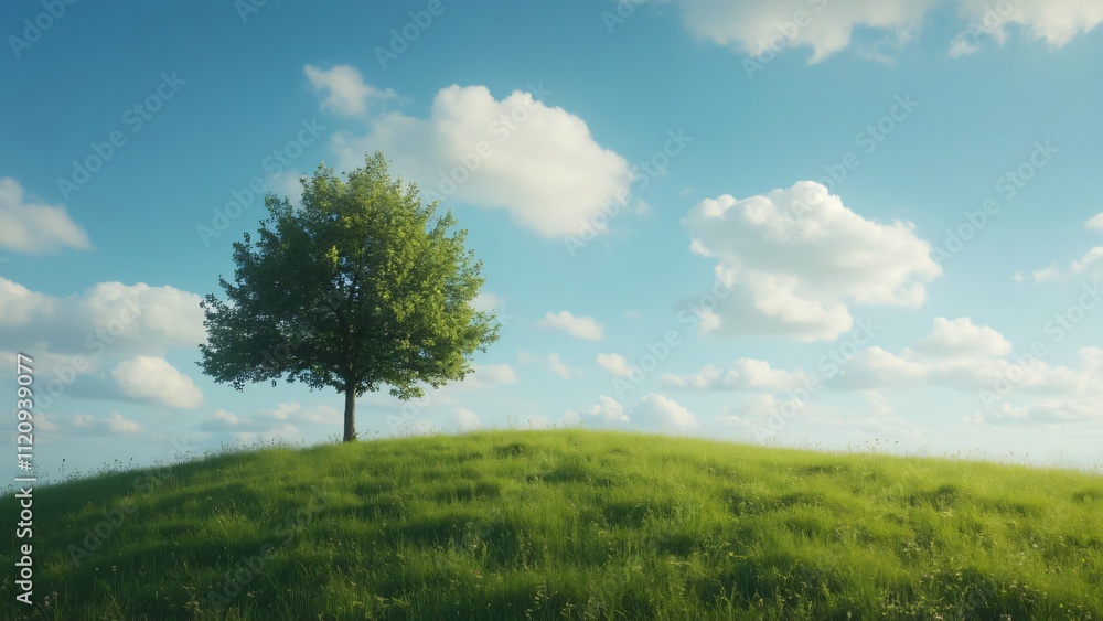 Lone Tree on Grassy Hill, Solitude, Resilience, and Emotional Well-being Web Banner Lone Tree on Grassy Hill, Solitude, Resilience, and Emotional Well-being Web Banner