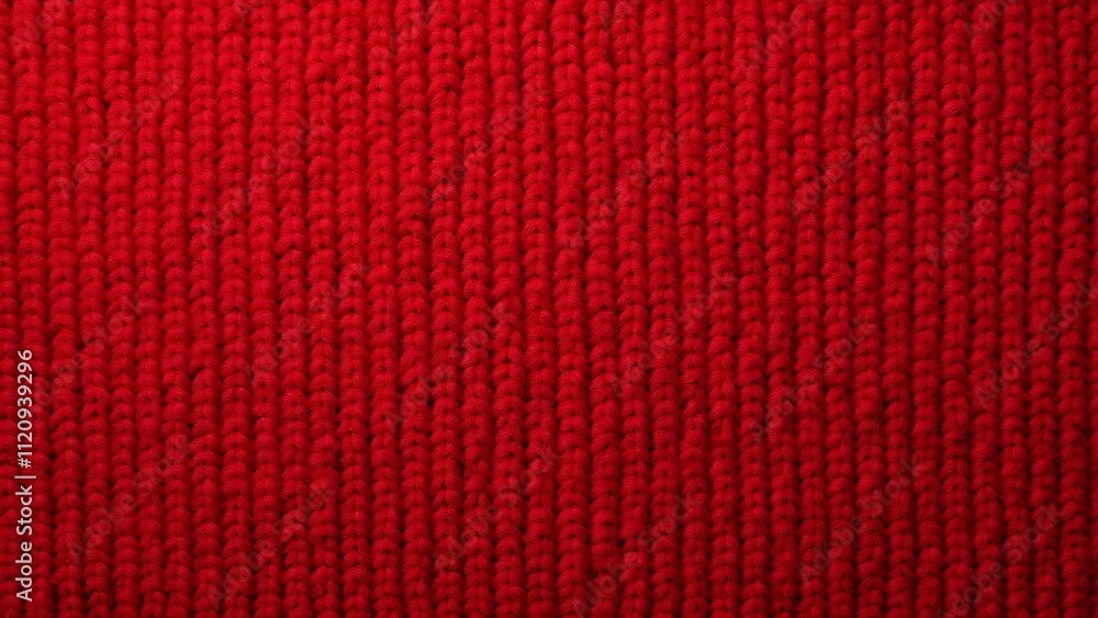 Fototapeta premium High-Resolution Red Woolen Fabric Texture, Knitted Background Top View Photography