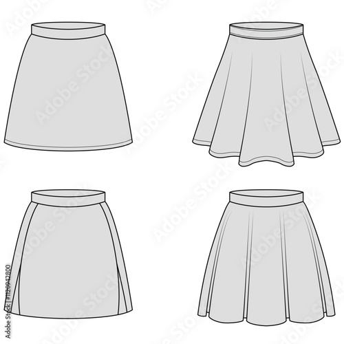Set of tennis shirt skirt illustration