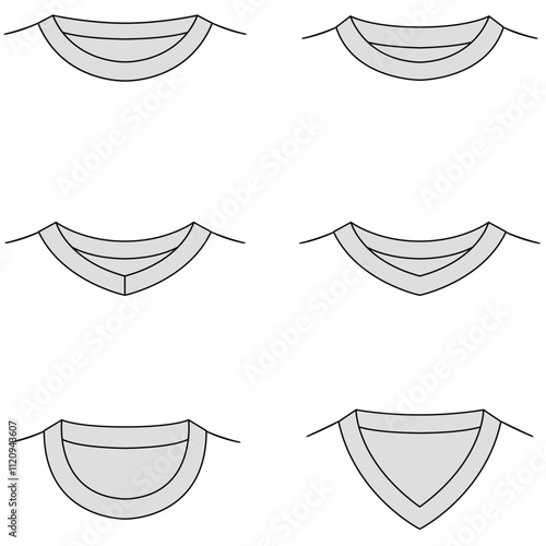 Set of t-shirt necklines design.