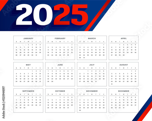 2025 full page calendar template a business stationery