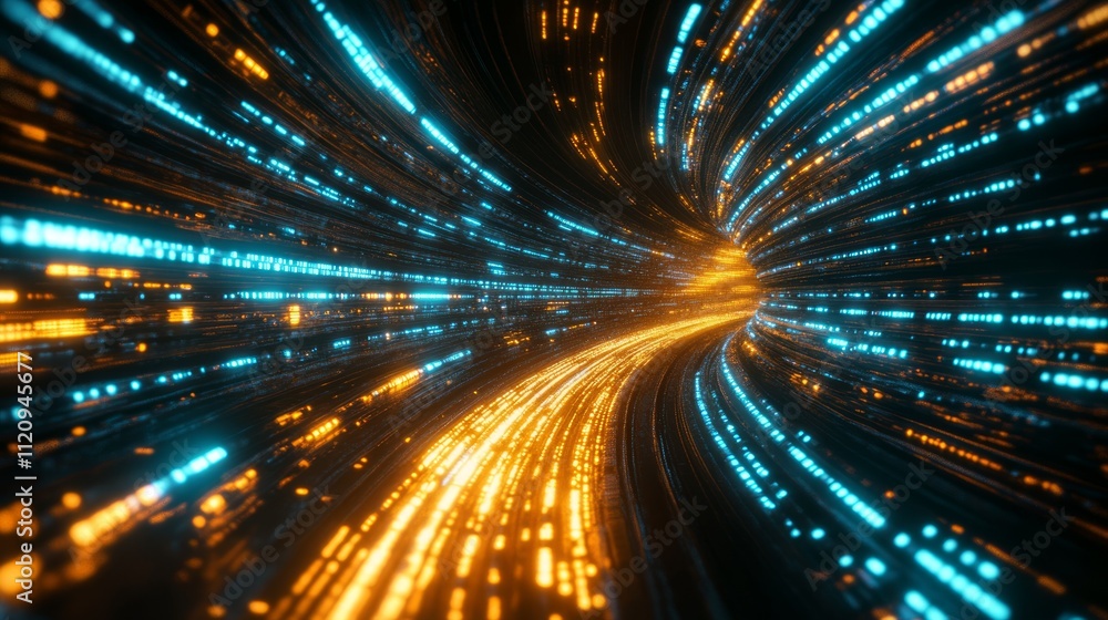 Abstract glowing tunnel with light streaks. Abstract glowing tunnel with light streaks.