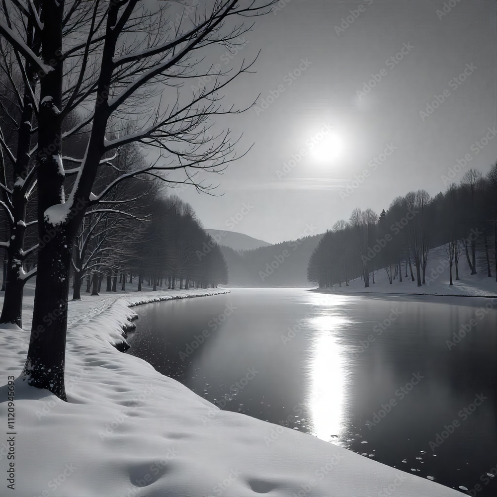 Fototapeta premium misty morning on the river