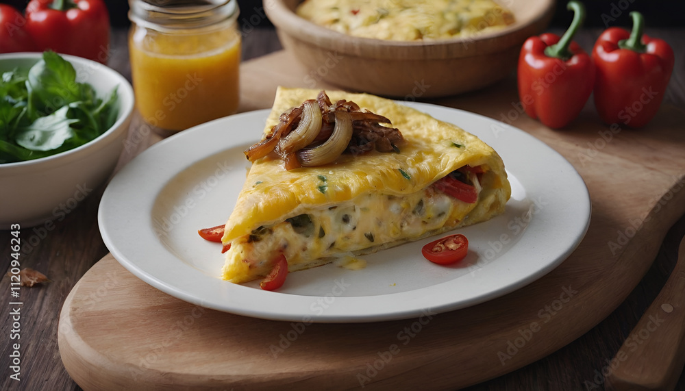 omelette with caramelized onions, peppers, and cheese omelette with caramelized onions, peppers, and cheese