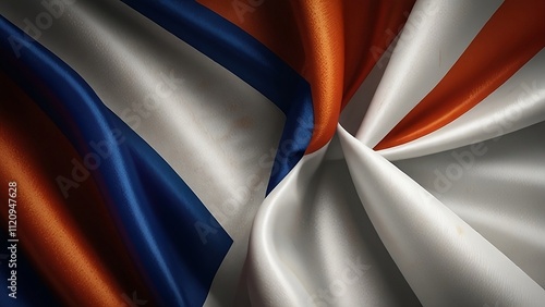 Beautiful abstract digital background with wavy silk fabric in colors of dutch flag modern illustration of netherlands national symbol