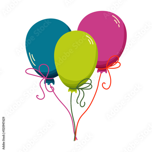 Colorful balloons. For cards, party invitations, festive decorations, celebration-themed designs, or educational materials about events and joy